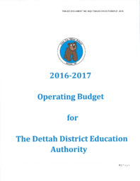 185-18(2) - 2016-2017 Operating Budget Dettah District Education Authority 