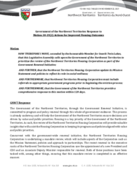 456-19(2) - Government of the Northwest Territories Response to Motion 30-19(2) - : Actions for Improved Housing Outcomes 