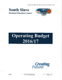 188-18(2) - South Slave Divisional Education Council Operating Budget 2016/17 