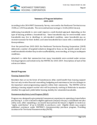 089-19(2) - Northwest Territories Housing Corporation Summary of Program Initiatives 2015-2019 