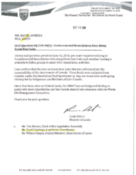 126-18(2) - Follow-up Letter to Oral Question 239-18(2) Environmental Remediation Sites Along Great Bear Lake 