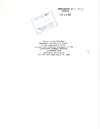 05-87(1) - Report of the Auditor General of Canada on the Examination of the Accounts and Financial Statements of the Legislative Assembly of the Legislative Assembly Retiring Allowances Fund for the Year Ended March 31, 1986