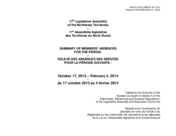 046-17(5) - Summary of Members' Absences for the Period October 17, 2013 to February 4, 2014 