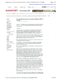 278-17(5) - Article from Rapaport, February 13, 2009: Diamond Mining Impact on People, Wildlife in NWT of Canada 