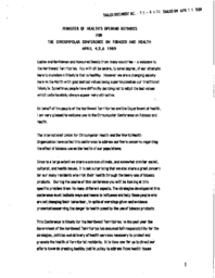 95-89(1) - International Circumpolar Conference on Tobacco and Health, April 1989, Opening Remarks from Minister of Health