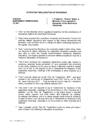 20-17(1) - Statutory Declarations of Residency - Michael M. Nadli, Robert Bouchard, Jane Groenewegen, Alfred Moses, Robert C. McLeod, Frederick "Sonny" Blake, Kevin Menicoche, Gary Warner, Jackie Jacobson, Norman Yakeleya, and J. Michael Miltenberger