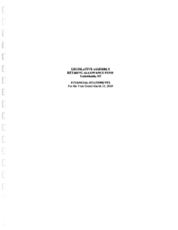 58-16(3) - Legislative Assembly Retiring Allowance Fund Financial Statements for the Year Ended March 31, 2009 