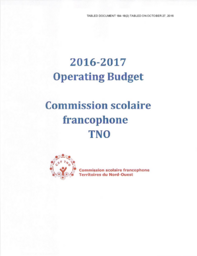 184-18(2) - 2016-2017 Operating Budget - Commission scolaire francophone TNO 