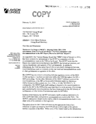 75-16(4) - Letter from Lawson Lundell to National Energy Board on Mackenzie Gas Project Hearing Order GH-1-2004, GNWT Response to the Recommendations in the JRP Report 