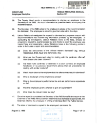 146-12(7) - Discipline Employee Discipline from Human Resource Manual Section 701