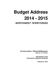 Budget Address 2014-2015 Northwest Territories