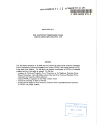 54-12(6) - Proposed Bill the Northwest Territories Power Corporation Privatization Act