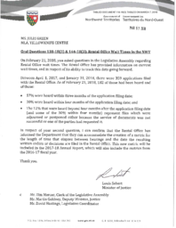 114-18(3) - Follow-Up Letter for Oral Questions 138-18(3) and 144-18(3): Rental Office Wait Times in the NWT 