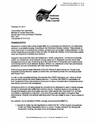 033-17(4) - Letter from PSAC North NWT Area Council Titled "Workplace Bullying" 