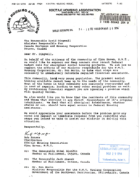 54-12(5) - Letter from Kikitak Housing Corporation in Gjoa Haven regarding the Community of Gjoa Haven's Concern over the Federal Housing Minister's Budget Cut in Aboriginal Social Housing Projects