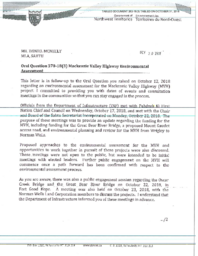 282-18(3) - Follow-up Letter for Oral Question 370-18(3): Mackenzie Valley Highway Environmental Assessment 