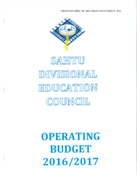 187-18(2) - Sahtu Divisional Education Council Operating Budget 2016-2017 