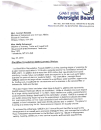 205-18(3) - Letter dated May 24, 2018 from Giant Mine Oversight Board to Honourable Carolyn Bennett and Honourable Wally Schumann regarding the Giant Mine Remediation Socio Economic Strategy 