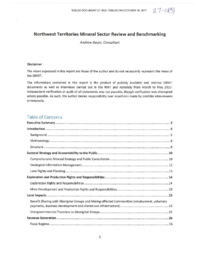 027-18(3) - Northwest Territories Mineral Sector Review and Benchmarking 