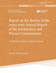 CR 30-19(2) - Report on the Review of the 2020-2021 Annual Report of the Information and Privacy Commissioner