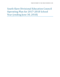 127-18(3) - South Slave Divisional Education Council Operating Plan for 2017-2018 (School Year ending June 30, 2018) 