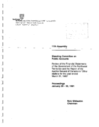 089-91(1) - Proceedings of Standing Committee on Public Accounts on Review of Financial Statements of GNWT and Report of Auditor General on Other Matters for Year Ended March 31, 1990