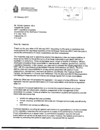 61-16(6) - Letter from Auditor General of Canada Regarding Performance Audits of Crown Corporations 