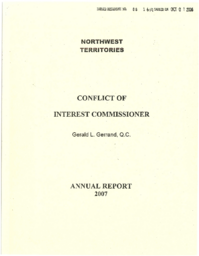 088-16(2) - Northwest Territories Conflict of Interest Commissioner Annual Report 2007