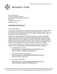 374-18(3) - Letter from Alternatives North regarding the Arctic and Northern Policy Framework 