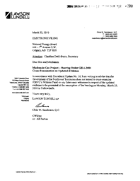 013-16(5) - Letter from Lawson Lundell to the National Energy Board on the Mackenzie Gas Project Hearing, dated March 22, 2010 