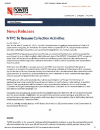 214-19(2) - Northwest Territories Power Corporation News Release dated October 21, 2020 titled "NTPC To Resume Collection Activities"