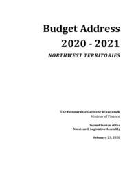 Budget Address 2020-2021 Northwest Territories