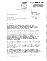 07-89(1) - Letter from Chesterfield Inlet Regarding Lack of Airline Scheduling Services