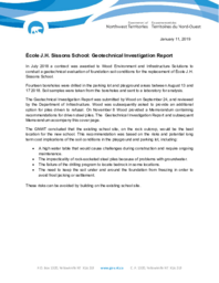 Ecole J.H. Sissons School: Geotechnical Investigation Report