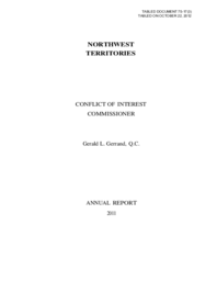 075-17(3) - Northwest Territories Conflict of Interest Commissioner Annual Report 