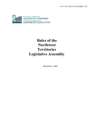 527-19(2) - Rules of the Northwest Territories Legislative Assembly dated December 7, 2021 