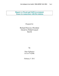 158-16(5) - Report re: Fiscal and Self Government Issues in Connection with Devolution, Prepared for Richard Nerysoo, President of the Gwich'in Tribal Council of Inuvik 