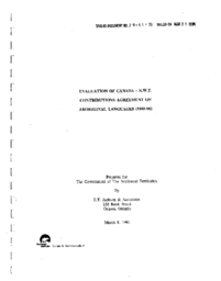 079-91(1) - Evaluation of Canada-NWT Contribution Agreement on Aboriginal Languages