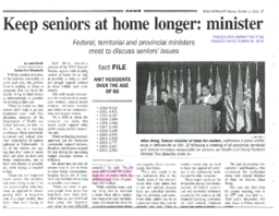 152-17(4) - Article from Yellowknife titled "Keep seniors at home longer: Minister" 