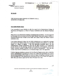 077-12(2) - Correspondence to the Minister of Health from Marie-Jewell Regarding his Decision to Establish a Board of inquiry under the Medical Professions Act for Fort Smith