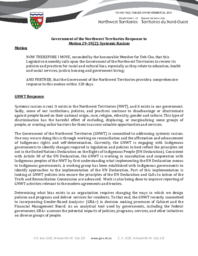 442-19(2) - Government of the Northwest Territories Response to Motion 29-19(2) - : Systemic Racism 