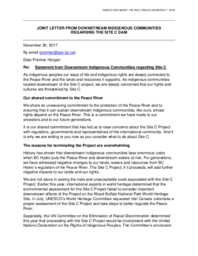 118-18(3) - Joint Letter from Downstream Indigenous Communities Regarding the Site C Dam 