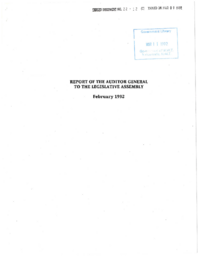 022-12(2) - Report of the Auditor General to the Legislative Assembly on other matters for the year ended March 31, 1991