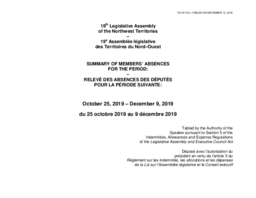 34-19(1) - Members Absences Report for the Period October 25, 2019 to December 9, 2019 