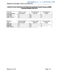 86-16(4) - Lutselk'e Income Assistance and Public Housing Rental Subsidy Program Caseload Statistics 2007-2010 