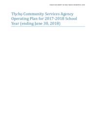 125-18(3) - Tlicho Community Services Agency Operating Plan for 2017-2018 School Year Ending June 30, 2018 