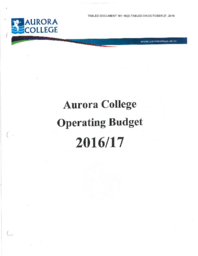 181-18(2) - Aurora College Operating Budget 2016/17 