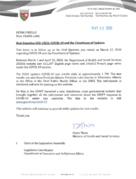 075-19(2) - Follow-up Letter for Oral Question 203-19(2): COVID-19 and the Timeliness of Updates 