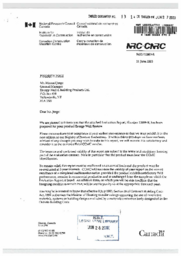 013-14(3)-Letter from National Research Council of Canada to Mr. Manuel Jorge, General Manager of Energy Wall and Building Products Ltd. regarding national certification of the energy wall system