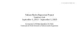 175-19(2) - Taltson Hydro Expansion Project Contract List - September 1, 2015 - September 1, 2020 